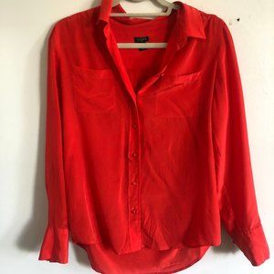 JCREW ORANGE SILK LONG-SLEEVED BUTTONDOWN S